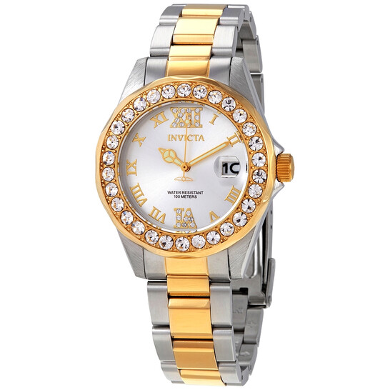 Invicta Pro Diver Lady Silver Sunray Dial Two-tone Ladies Watch 20215 - 546x546