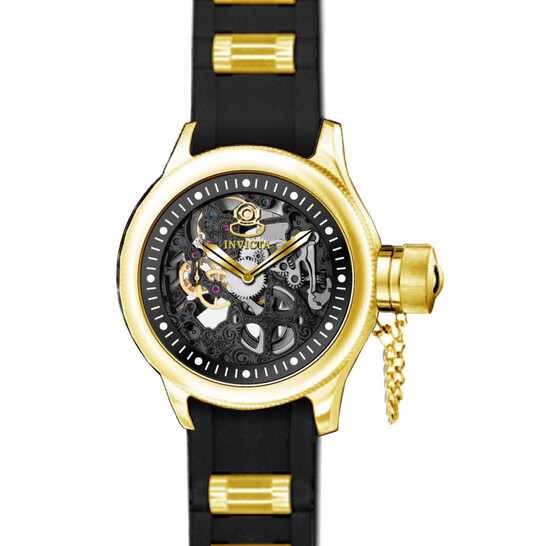 Invicta Russian Diver Skeleton Dial Black Rubber Men's Watch 17266