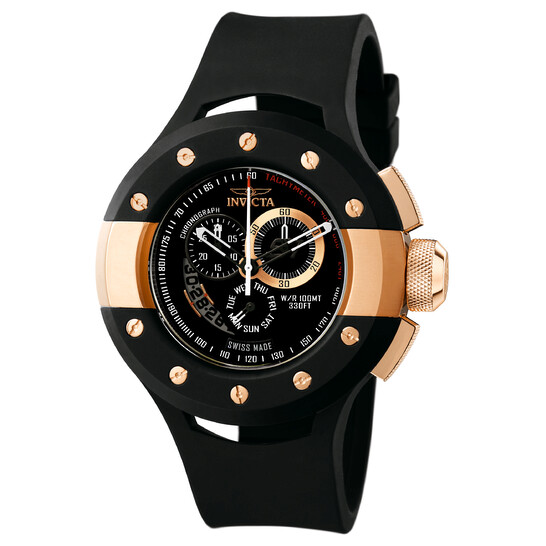 Invicta S1 Racer Chronograph Rose Gold-tone and Black Rubber Men's Watch  6483
