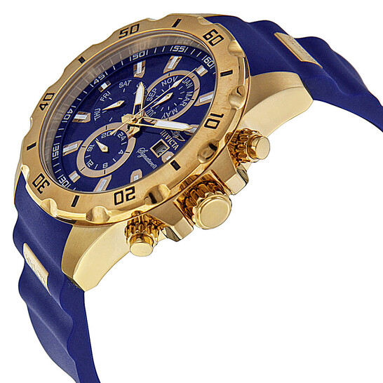 Invicta Signature II Blue Dial GMT Gold Ion-plated Men