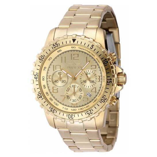 Invicta Specialty Chronograph GMT Quartz Gold Dial Men display picture 2