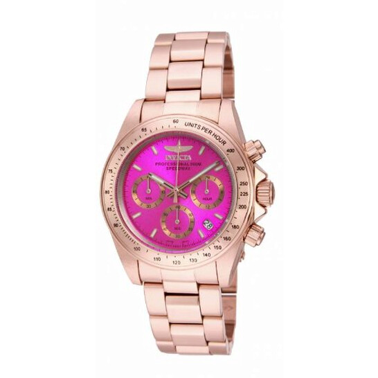 Invicta Speedway Hot Pink Dial Rose Gol-tone Stainless Steel