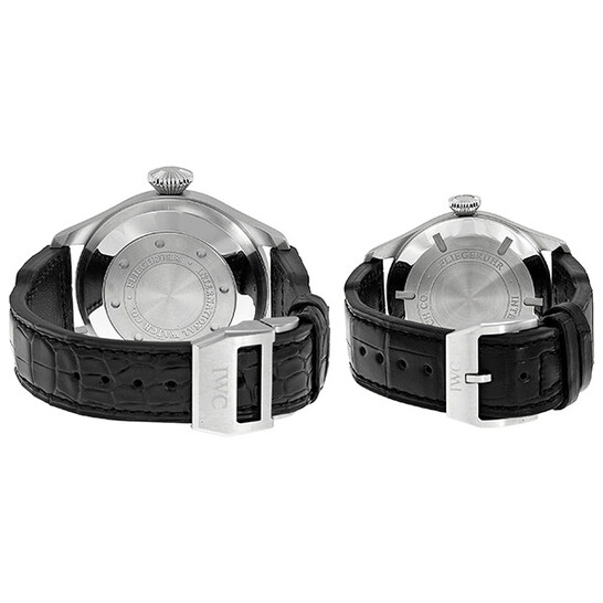 IWC Big Pilot Rhodium Dial Leather Strap Father and Son Men's Watch Set  IW500906 IW325519