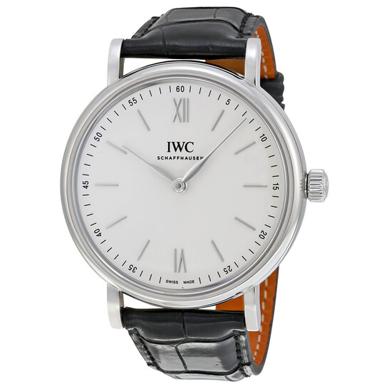 IWC Portofino Silver Dial 8 Day Power Reserve Black Leather Men's Watch 5111-02 - 546x546