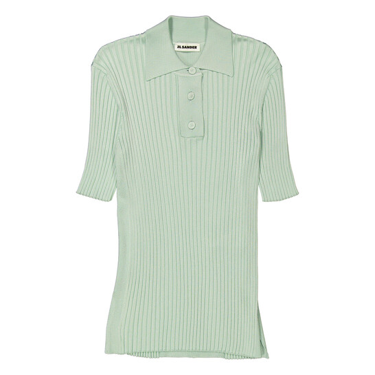 Jil Sander Ladies Apple Ribbed Knit Polo Shirt, Brand Size 38 (US