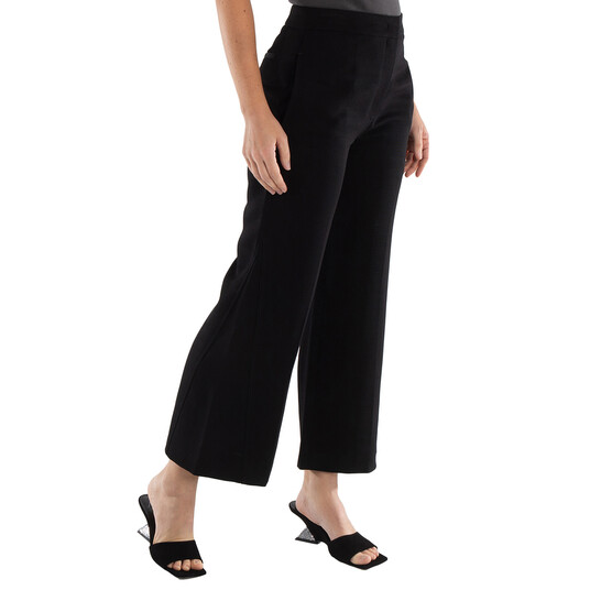 Jil Sander Ladies Black Cropped Wide-Leg Trousers, Brand Size 34