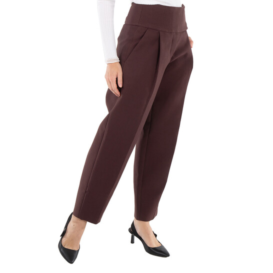 Jil Sander Ladies Plum Cropped Tapered Trousers, Brand Size