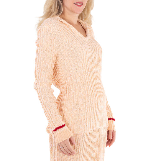 Jil Sander Ladies Ribbed-Knit V-Neck Sweater, Brand Size 34 (US