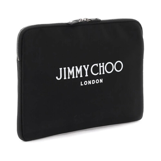 【ゆうくん】JIMMY CHOO ブラック ケース Jimmy Choo Adler Logo Print Pouch J000164437-BLACK/LATTE/GUNMETAL