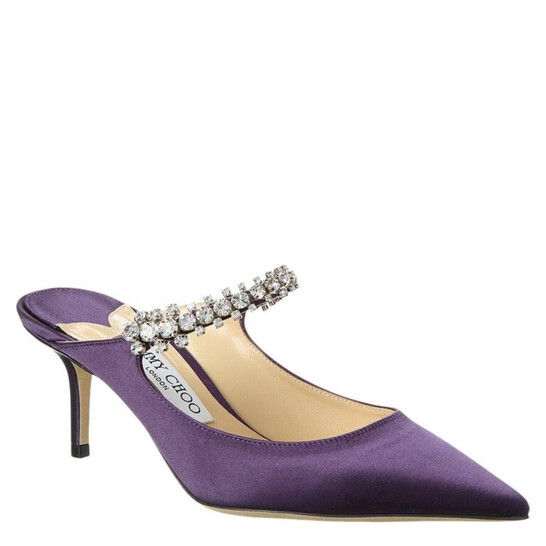 Jimmy Choo Bing 65 Cassis Satin Mules, Brand Size 35 US Size