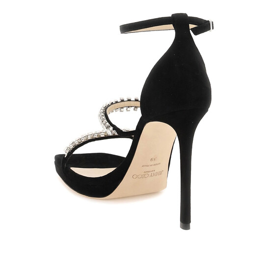 靴 morceaupuzzle Jimmy Choo Black Bing 105 Crystal Sandals, Brand Size 39
