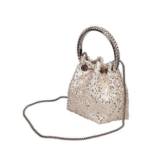 Jimmy Choo Bon Bon Satin Bag With Micro Net And Applied Stones BON