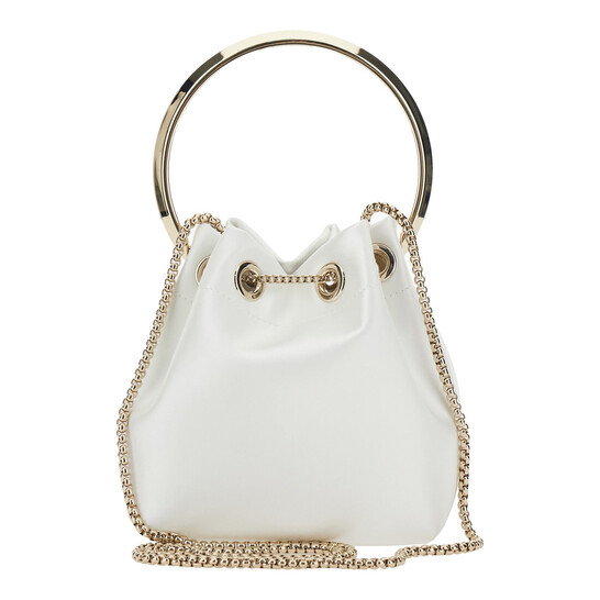 Jimmy Choo Bon Bon White Clutch With Metal Bracelet Handle