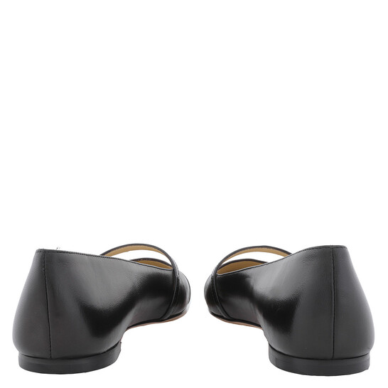 Jimmy Choo Elisa Black Nappa and Patent Leather Flats, Brand Size