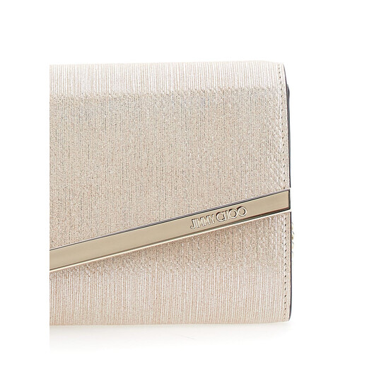 Jimmy Choo Emmie Metallic Clutch With Chain-Link Shoulder Strap And ...