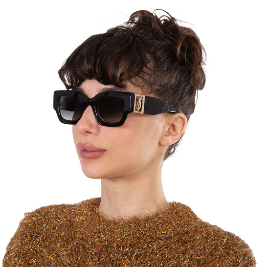 サングラス JIMMY CHOO Woman Sunglasses Black NENA/S 8079O Jimmy Choo Rectangular Sunglasses Nena 8079O Black/Gold 51mm