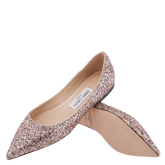 Jimmy Choo Love Glitter Ballet Flats, Brand Size 36 ( US Size 6