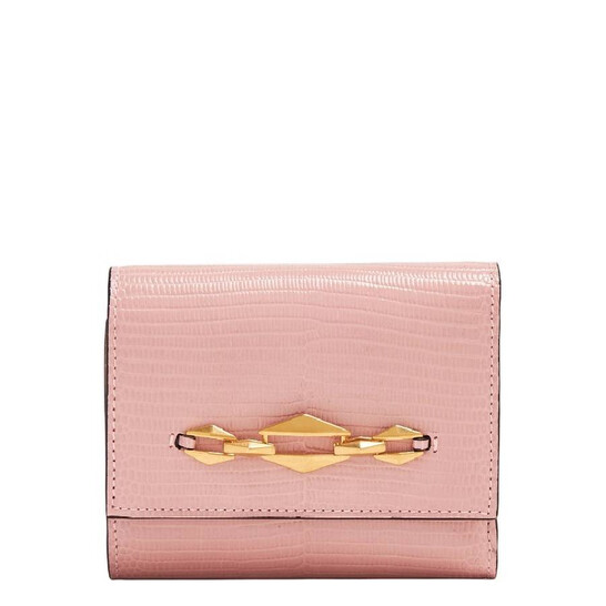 Jimmy Choo Marinda Diamond-Chain Leather Wallet J000168894-ROSE
