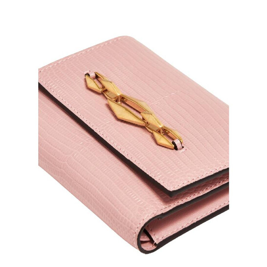 Jimmy Choo Marinda Diamond-Chain Leather Wallet J000168894-ROSE