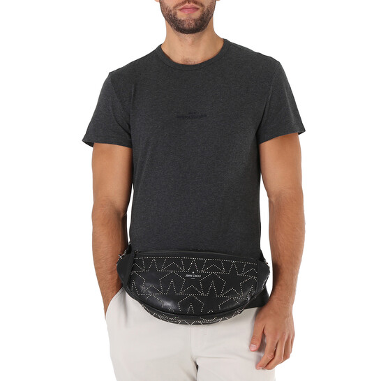 Jimmy Choo Men's Kirt Star Studded Belt Bag in Black/Silver Jimmy Choo Men's Kirt Star Studded Belt Bag in Black/Silver