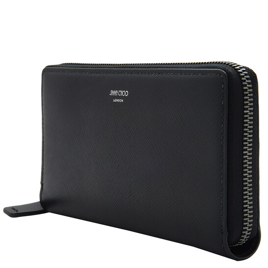 Jimmy Choo Phelix Zip-Around Leather Wallet J000162870-BLACK