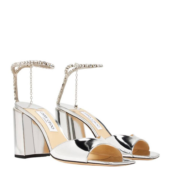 Jimmy Choo Saeda 85 Crystal Metallic Leather Sandals, Brand Jimmy Choo Saeda 85 Crystal Metallic Leather Sandals, Brand