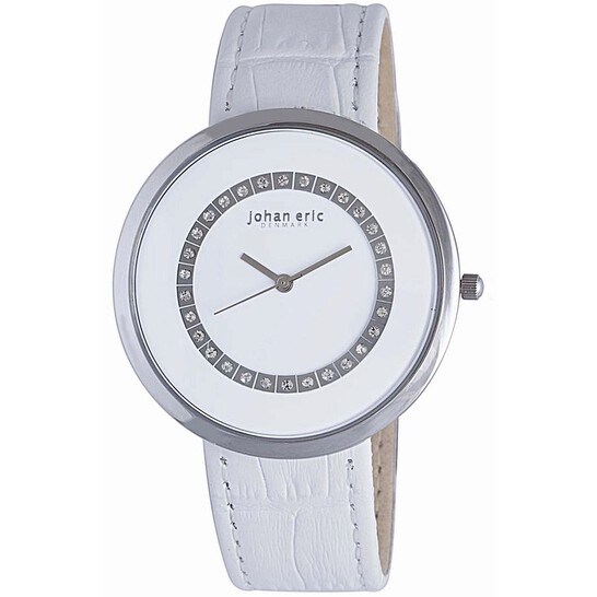 Johan Eric Vejle White Leather White Dial Ladies Watch JE5002-04-001 - 546x546