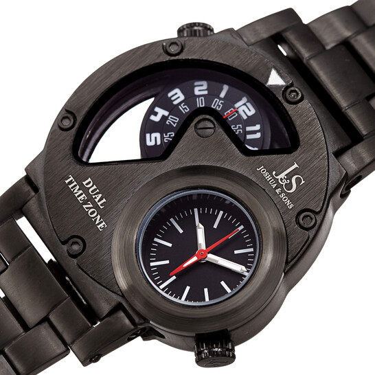 Joshua And Sons Dual Time Quartz Black Dial Men's Watch JX143BK