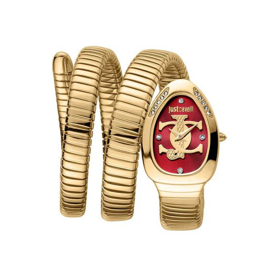 Just Cavalli Snake Quartz Red Dial Ladies Watch JC1L228M0045