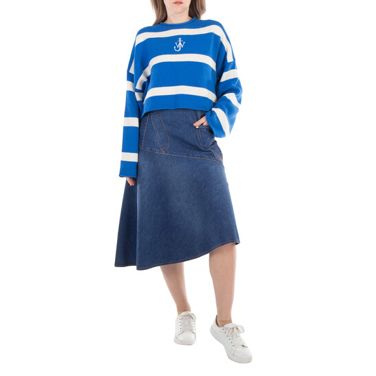 JW Anderson Anchor Logo Striped Cropped Jumper, Size Small KW1121