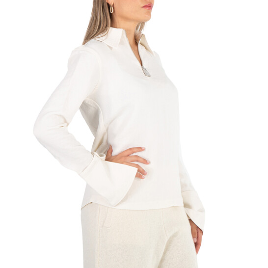 JW Anderson Ladies Off White Padlock Half Zip Pullover Top, Brand