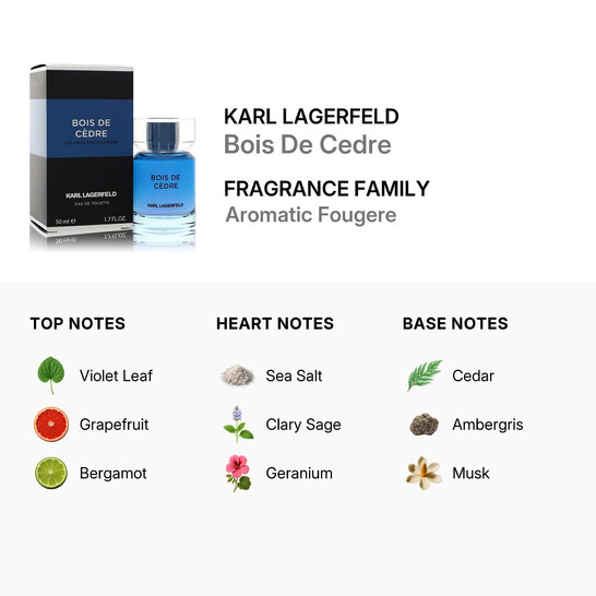 Karl Lagerfeld Men's Bois De Cedre EDT Spray 1.7 oz Fragrances