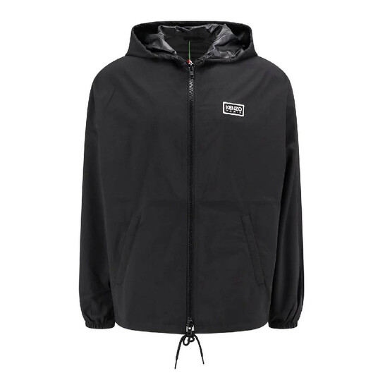 Kenzo Drawstring Logo-Patch Windbreaker Jacket, Size Large