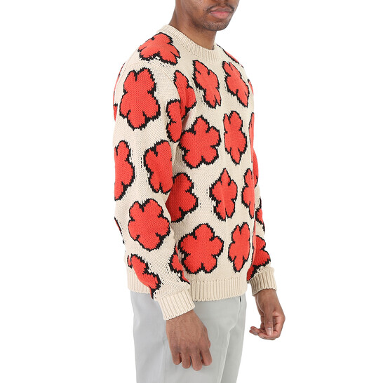 Kenzo Ecru Boke Flower Cotton Jumper, Size Large