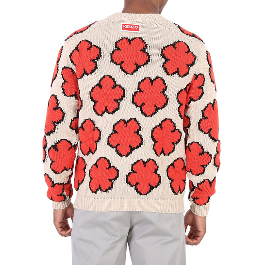 Kenzo Ecru Boke Flower Cotton Jumper, Size Large