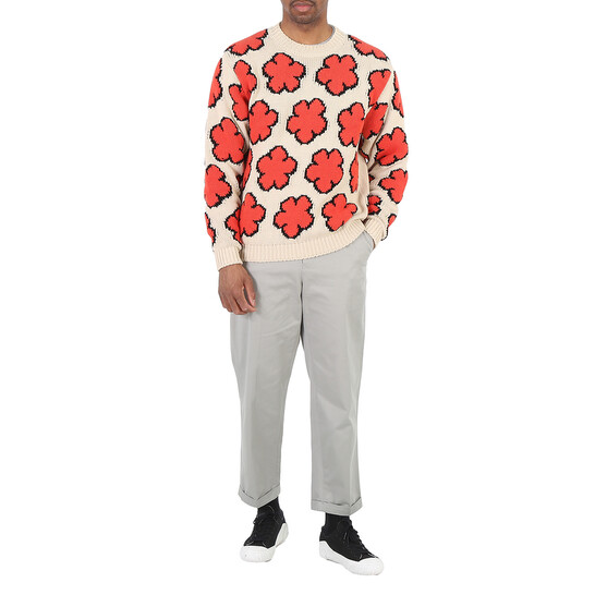 Kenzo Ecru Boke Flower Cotton Jumper, Size Large