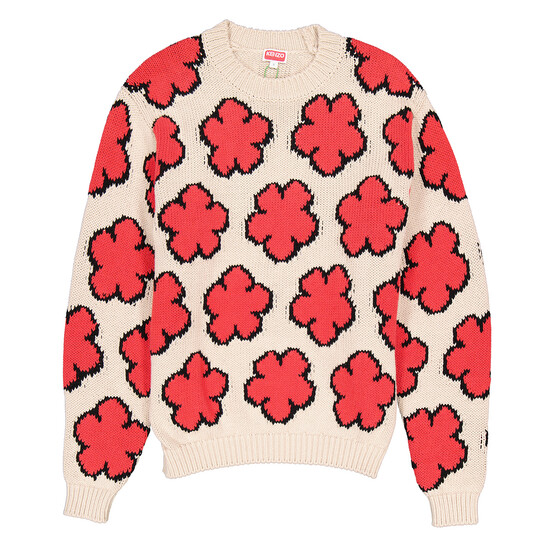Kenzo Ecru Boke Flower Cotton Jumper, Size Large