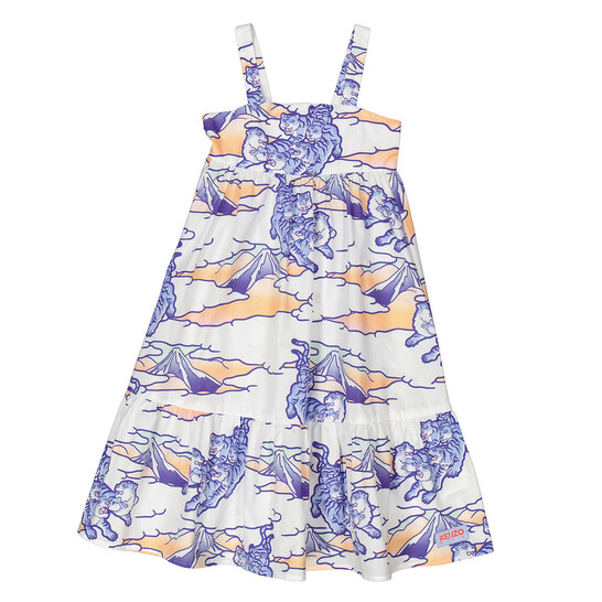 Kenzo Girls Cotton Poplin Graphic Print Dress, Size 6Y