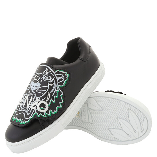 Kenzo Kids Black Icon Tiger Slip-On Sneakers, Brand Size 32