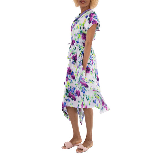 Kenzo Ladies Wisteria Asymmetric Dress With Blurred Floral