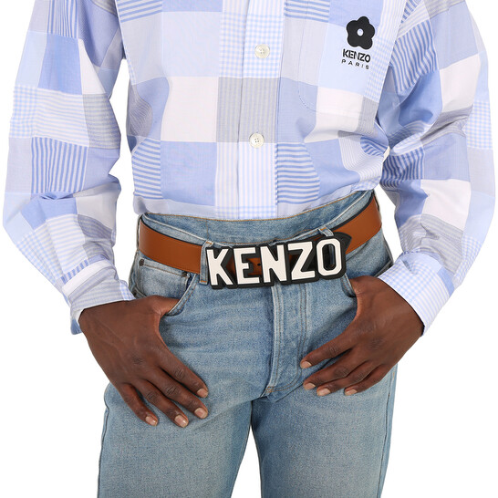 Kenzo Logo Buckle Reversible And Adjustable Belt, Size 85 cm