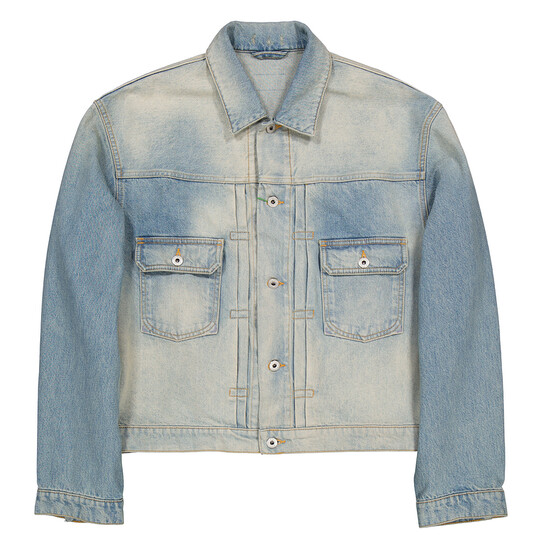 Kenzo Men's Faded Blue Bleach Dirty Trucker Denim Jacket, Size