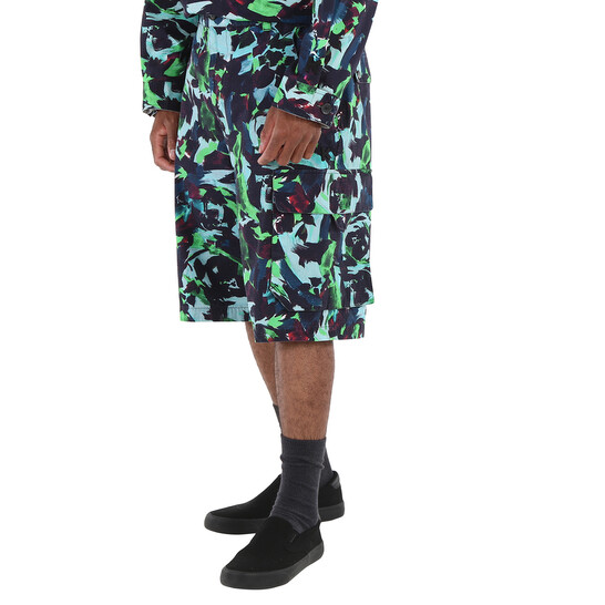 Kenzo Men's Grass Green Abstract-print Cargo Shorts, Waist