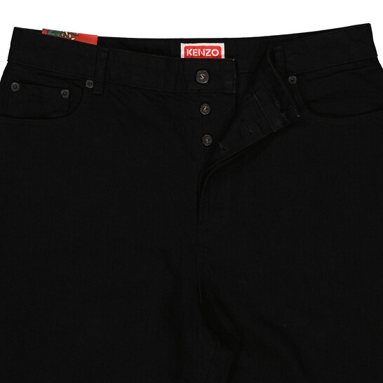 Kenzo Rinse Black Denim Himawari Bermuda Denim Shorts, Waist