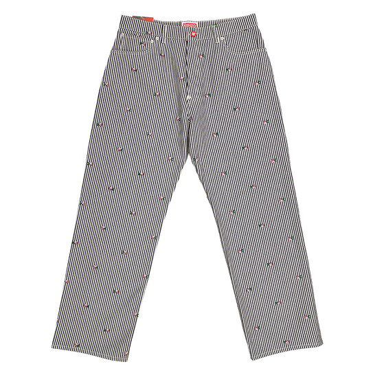Kenzo Rinse Blue Denim Striped Floral Suisen Relaxed Fit