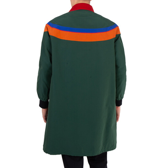 Kolor Beacon Men's Green Colorblock Nylon Long Jacket, Brand Size