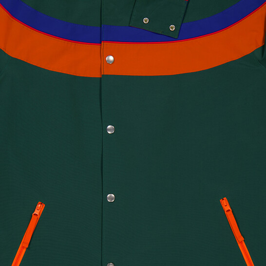 Kolor Beacon Men's Green Colorblock Nylon Long Jacket, Brand Size