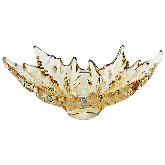 LALIQUE 　ピンブローチ　カボションクリスタル　ゴールド　箱付き Lalique Champs-Elysees Gold Crystal Bowl 1121610 090592073704