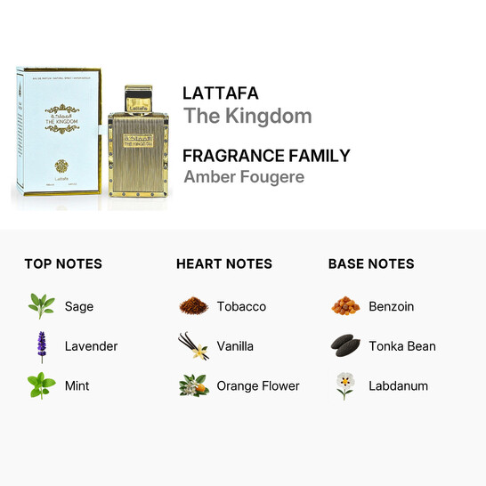 Lattafa Men's The Kingdom EDP Spray 3.4 oz Fragrances