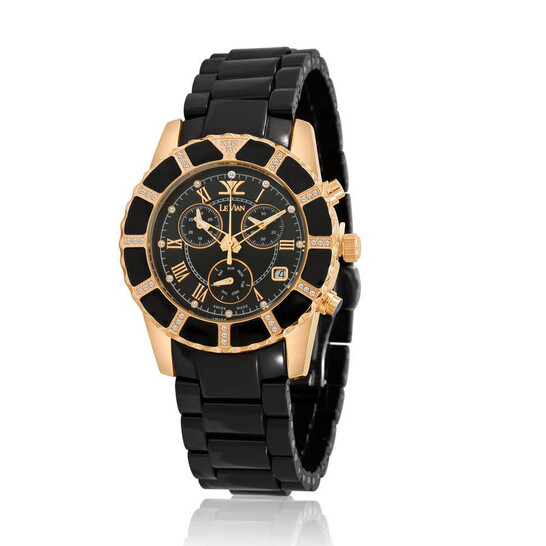 Le Vian Ceramic Chronograph Quartz Diamond Black Dial Unisex  display picture 1